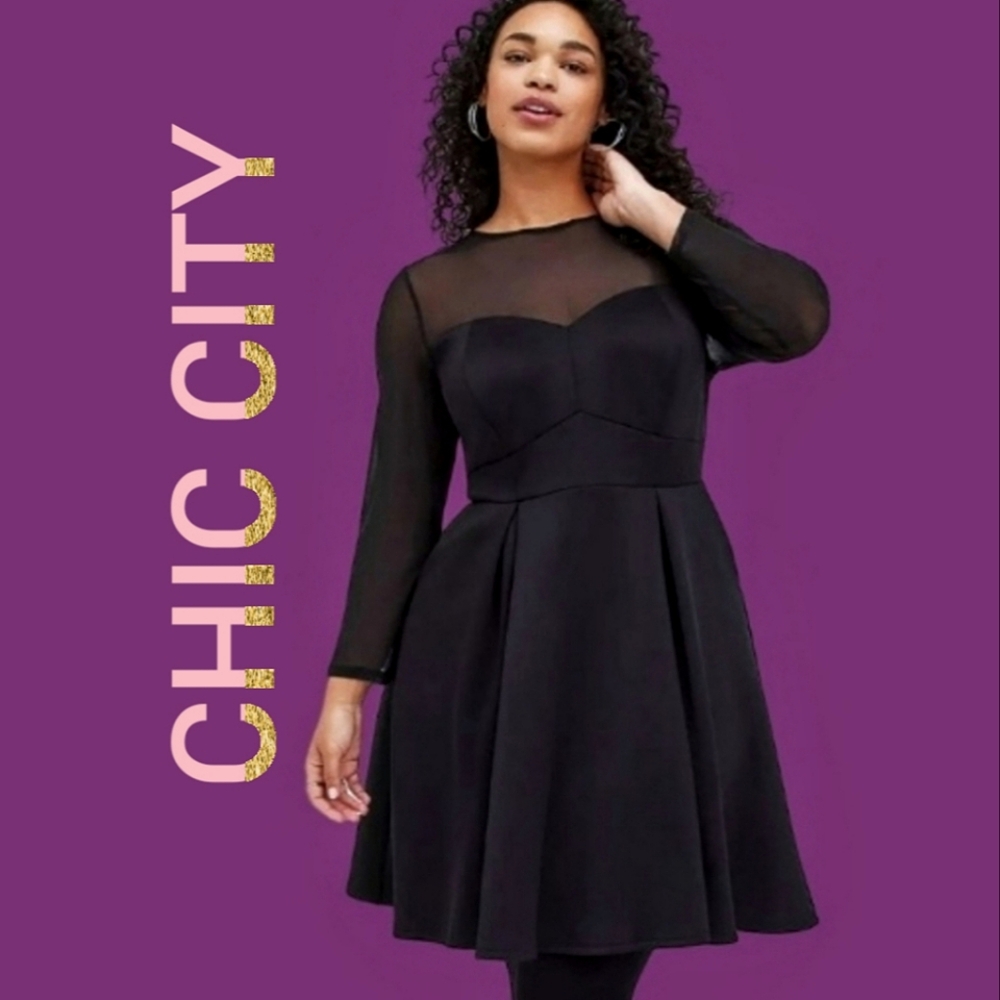 🍂City Chic Mesh Neck A-Line👗